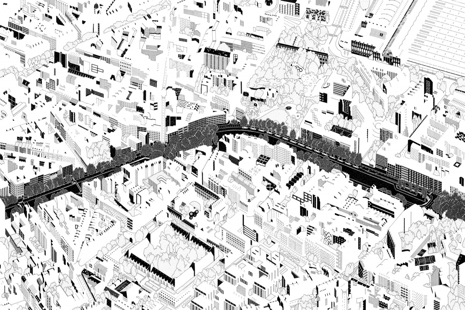 @ <em>Canal St-Martin</em>, encre sur papier, 2017